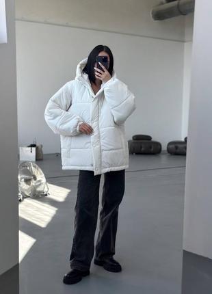 Трендовий жіночий пуховик оверсайз яскравий на силіконі зимова куртка стильна3 фото