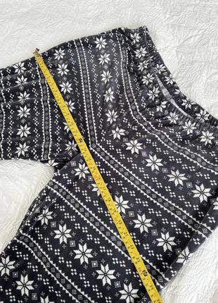 Флисовые пижамные брюки со снежинками штаны новогодние пижамные теплые зимние брюки для сна4 фото