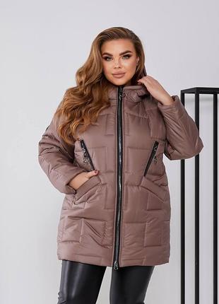 Теплая женская стеганая куртка большие размеры и норма (р.48-58)9 фото