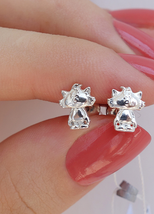 Сережки срібло 925 цвяшки срібні дитячі котики імп 20274