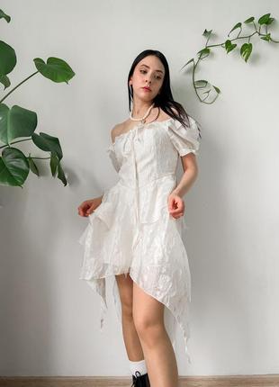 Сукня y2k  плаття трендова готична шифонова з обʼємними рукавами  під вінтаж святкова1 фото