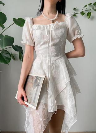 Сукня y2k  плаття трендова готична шифонова з обʼємними рукавами  під вінтаж святкова4 фото