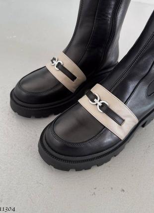 Зимние ботинки из люксовой кожи,=barbilioni=,
цвет: черный+визион, натуральная кожа5 фото