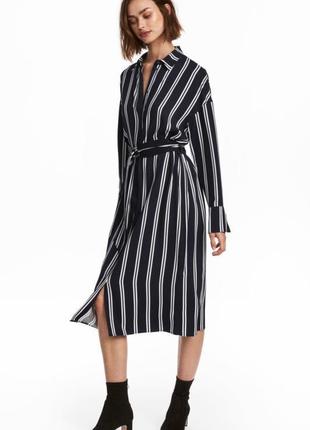 Платье рубашка h&amp;m в полоску, поясок в комплекте.