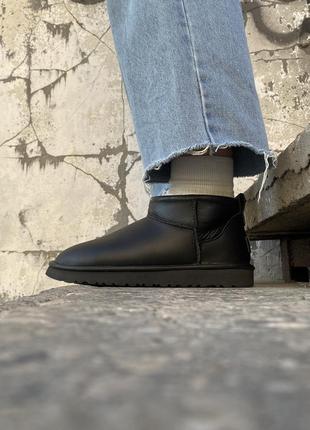 Уггі угги уги угі ugg classic ultra mini black leather7 фото