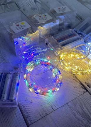 Гирлянда на батарейках роса 3 метра 30 диодов,гирлянды led,праздничное освещение