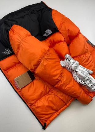 Мужская зимняя куртка зе норт фейс оранжевой / теплые пуховики the north face5 фото