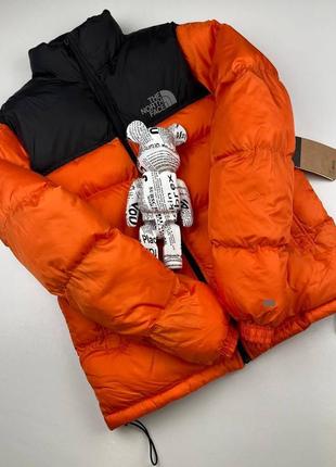 Мужская зимняя куртка зе норт фейс оранжевой / теплые пуховики the north face6 фото