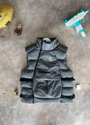 Мужская брендовая жилетка tnf серая. мужская жилетка на весну/осень