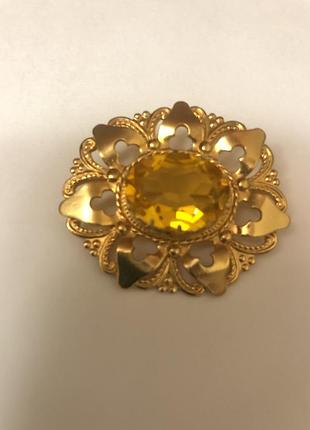 Брошь винтаж, урановое стекло