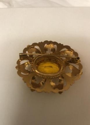 Брошь винтаж, урановое стекло