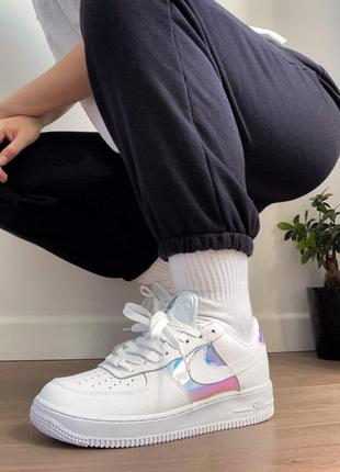 Женские модные кроссовки n!ke air force 1 low white/silver