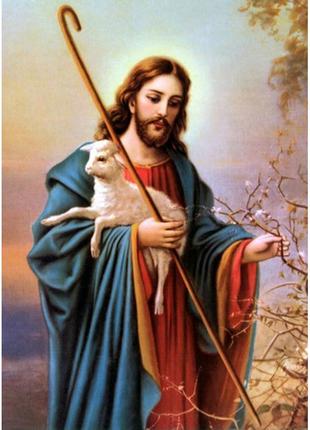Алмазна мозаїка strateg преміум ісус христос пастир без підрамника розміром 30х40 см  (jsdf79548)