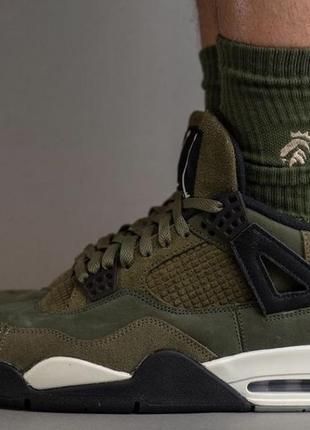 Кроссовки jordan 4 medium olive3 фото