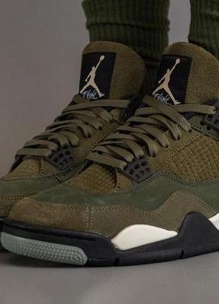 Кроссовки jordan 4 medium olive2 фото