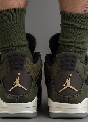 Кроссовки jordan 4 medium olive4 фото