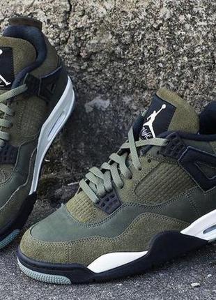 Кроссовки jordan 4 medium olive6 фото