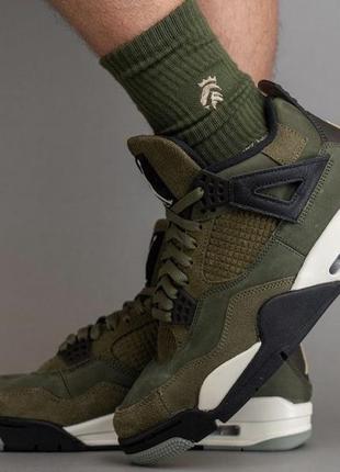 Кросівки jordan 4 medium olive5 фото