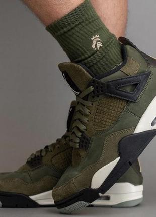 Кроссовки jordan 4 medium olive5 фото