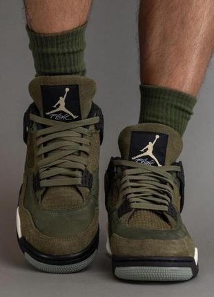 Кроссовки jordan 4 medium olive1 фото