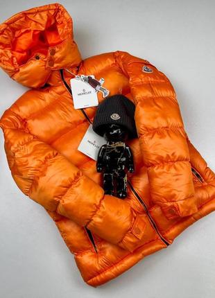 Пуховик чоловічий монклер оранжевий / зимові куртки від moncler