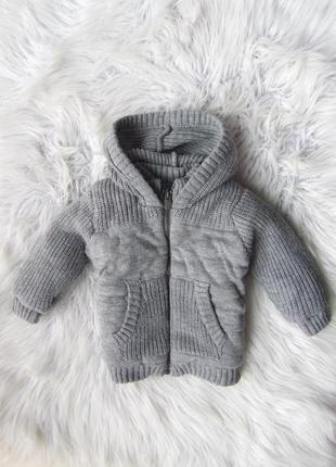 Теплая вязаная кофта кардиган свитер толстовка худи куртка с капюшоном grain de ble1 фото