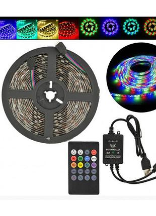 Светодиодная лента smd 5050 rgb led 5 м ip65 с пультом и блоком питания usb 5м, лента светодиодная 5050 abc