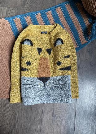 Кофта, связанный свитер тигрик next 2-3 года