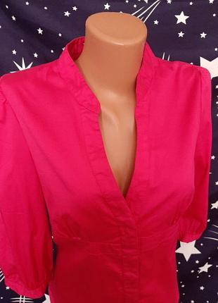 Сорочка яскраво рожева малинова рукав три чверті