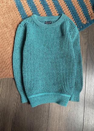 Кофта, связанный свитер зеленый next 2-3 года1 фото