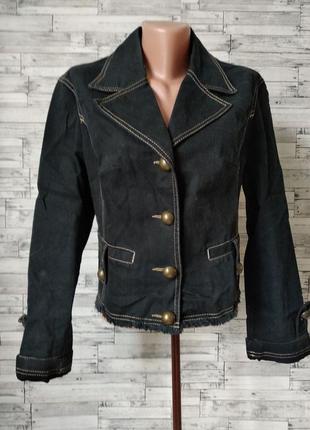 Джинсовый пиджак adl женский черный с вышивкой6 фото