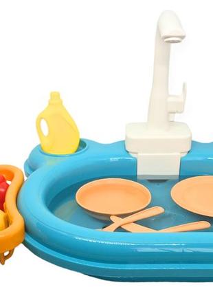 Мийка іграшкова з циркуляцією води дитяча з краном фруктами та посудом набір для гри з водою dream play pool2 фото