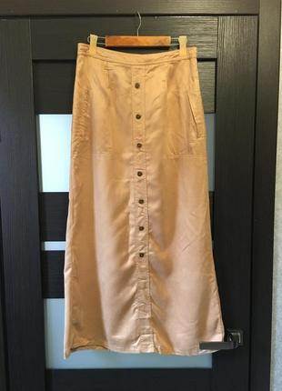 Стильная юбка макси maxi под замш с карманами беж annette svensson