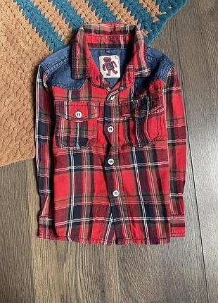 Рубашка рубашка красная в клетку 2-3 года