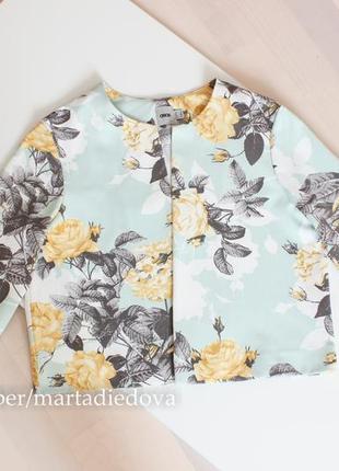 Пиджак укороченный, блейзер летний, бирюза в цветочный принт, бренд asos2 фото