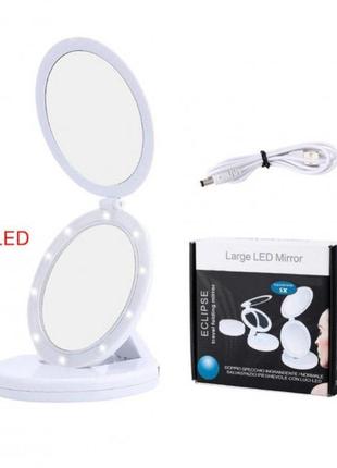 Настільне дзеркало для макіяжу large mirror led, настільне led дзеркало, дзеркало зі збільшенням un-256 та підсвічуванням6 фото