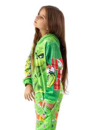 Дитячий для дівчинки грінч кігурумі піжама плюшевий велюр розмір на зріст 128 см2 фото