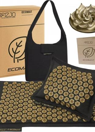 Коврик акупунктурный с подушкой 4fizjo eco mat аппликатор кузнецова 4fj0179 black/gold poland