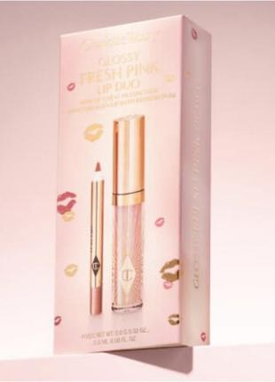 Набор для губ charlotte tilbury mini glossy fresh pink lip duo set 0,8 и 2,6 мл2 фото