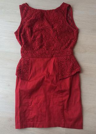 Красное платье баска кружево открытая красивая спина1 фото