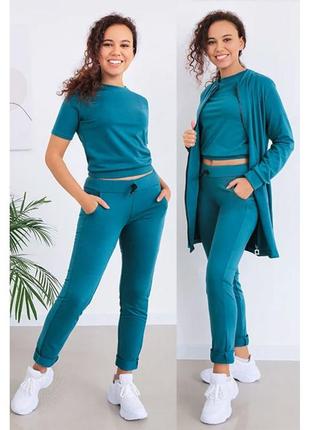 Модний костюм трійка з трикотажу двухнитка в кольорах