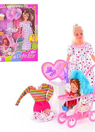 Кукла беременная с коляской, малышом и аксессуарами defa lucy 8049