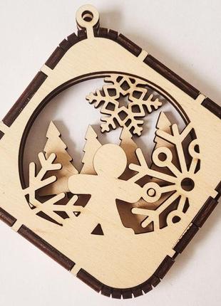 Новорічні іграшки на ялинку з фанери 30 шт. у коробці