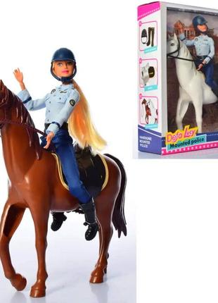 Лялька-наздуж шарнірна з конем "конна поліція" defa lucy 8469 коричнева