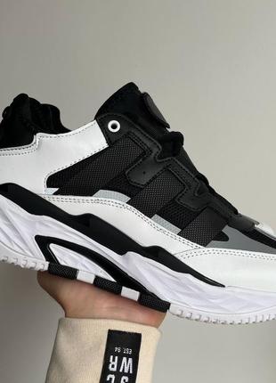 Мужские деми кроссовки adidas niteball black white 2