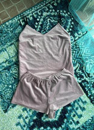 Нова якісна велюрова піжама піжамки шорти та майка