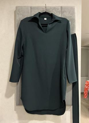 Платье рубашка с поясом зеленого цвета размер м л zara