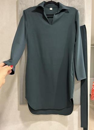 Платье рубашка с поясом зеленого цвета размер м л zara3 фото