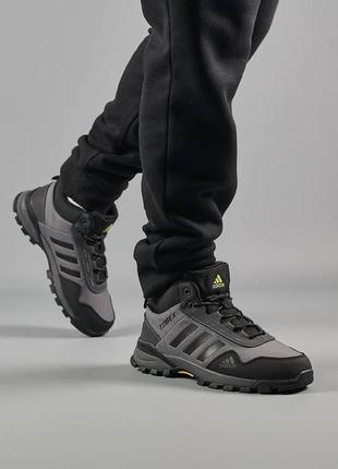 Зимние мужские кроссовки adidas terrex gore-tex /водостойкие / мехо /серые