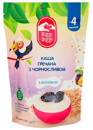 Biggidiggi каша молочна гречана з чорносливом для дітей з 4 місяців 200г